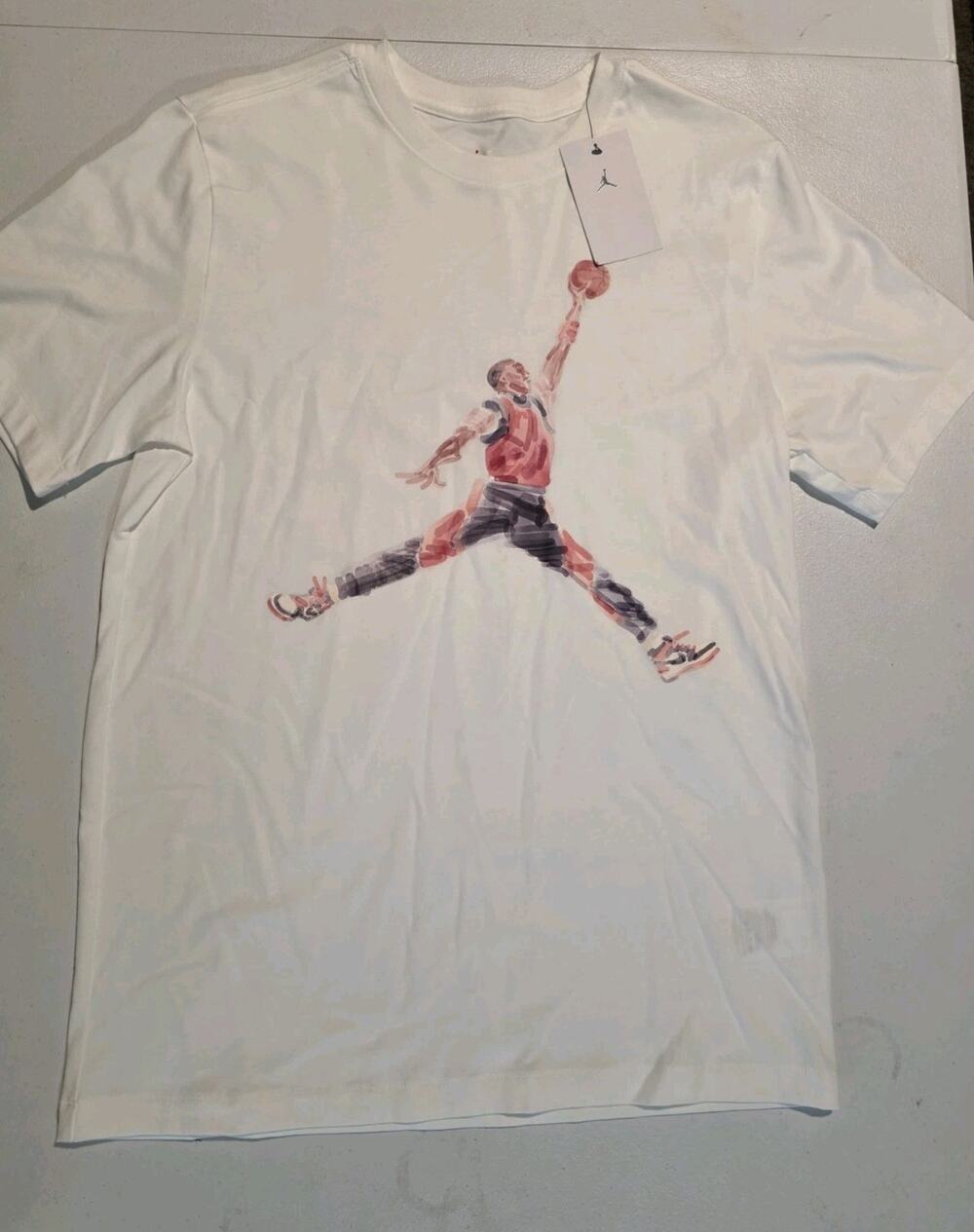 Nike Jordan Watercolor Jumpman Men's T-Shirt Sz M White New With Tags